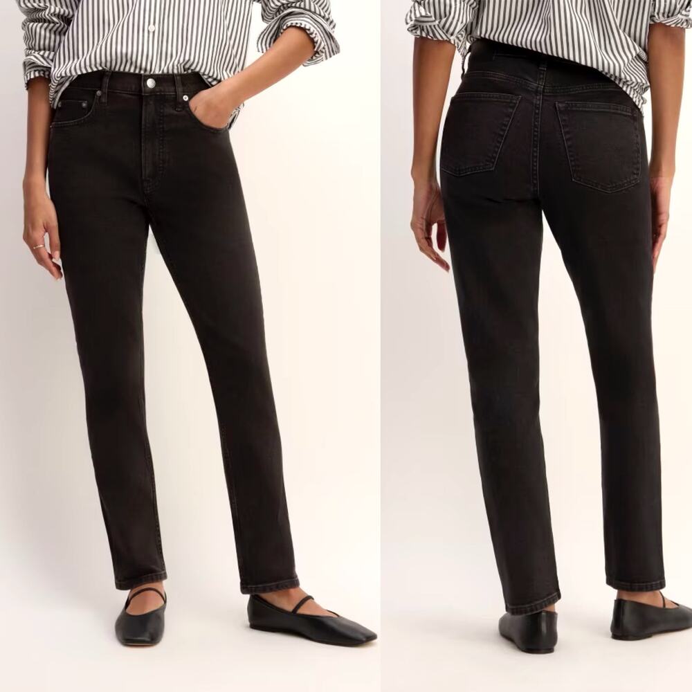 Everlane The Original Cheeky Jean High Rise Tumbled Black Women 24 Crop NWT